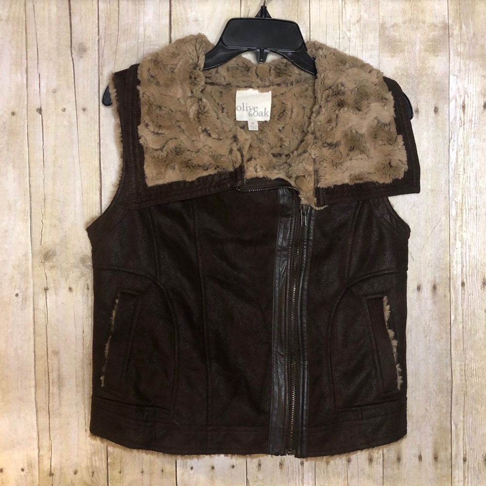 Olive & Oak Faux Leather Vest Large